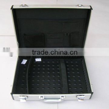 high quality aluminum laptop briefcase,silver aluminum briefcase with black handle