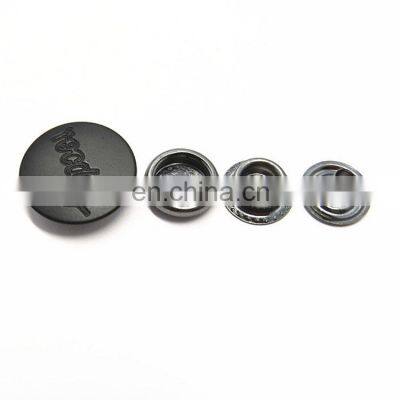 20mm Strong Matte Black Custom logo Metal Snap Buttons