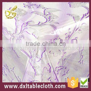 wholesale Purple roses transparent plastic table covering