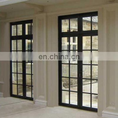 Black slim aluminum frame customized steel new iron grill design casement/ swing door