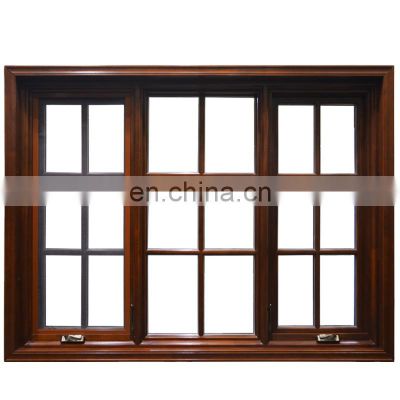 Wood Clad Aluminum Casement Window With Double Glass For Home