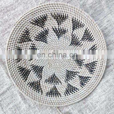 Hot Sale Woven Set Of 2White and Black Rattan Flower Wall Basket decoration Wholesale Vietnam Supplier