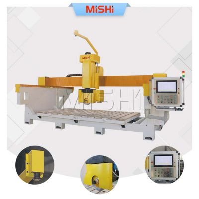 5 axis 45 degree chamfering granite quartz bridge saw stone carving cutting machine