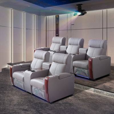 Private Villa Audio-visual Room Leather Electric Sofa Home Theater Electric Multi-functional Sofa Combination photo-2