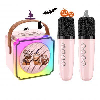 Powered For Birthday Home Party singing microphone and portable mini bluetooth wireless sound with 2 mic karaoke machine