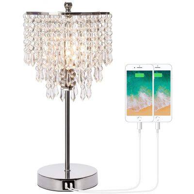 USB Charging Crystal Table Lamp Touch Dimming Table Light