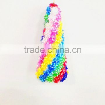 Iridescent Colors Christmas Decorative Cone with Elastic made of Star Bows for Christmas Party and Xmas Tree Decorative