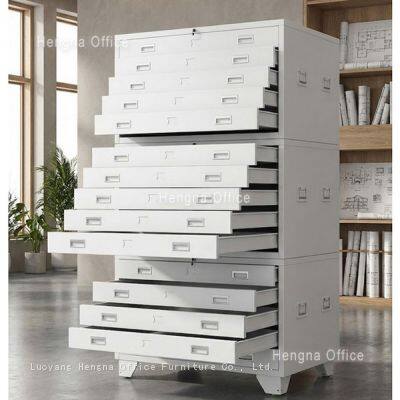 Steel Flat File for Miami Architectural Studios, Anti-Moisture Powder Coated Blueprint Organizer, 5 Drawer Heavy Load Plan Chest for High-Rise Designs