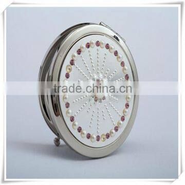 plain round folded metal compact mirror