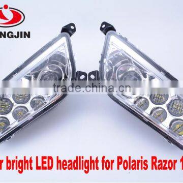 Chrome and Black Led Headlight for Polaris Razor 1000 ATV UTV photo-3