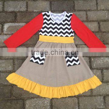 children frocks designs Stripes printing 12 year girl without dress Autumn long-sleeved dress