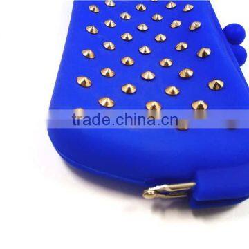 Metal Decor Navy Blue Wallet Photos Durable Retro Coin Purse Silicone Long Purse photo-6