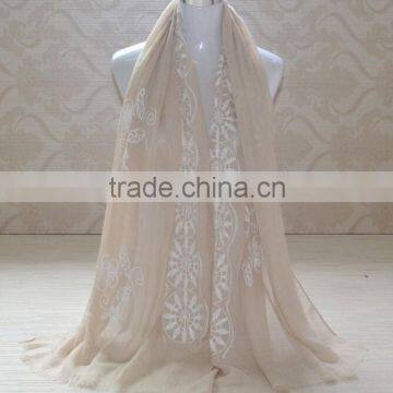 Autumn Winter Korean Fashion 3D Embroidery Design Cotton Scarf Ladies Pashmina Shawl photo-4