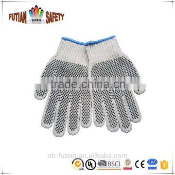 FT SAFETY 7G Poly-cotton nature white String Knit Gloves With PVC Dots for Safety