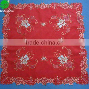 100% polyester embroidery christmas table cloth houseware household textile