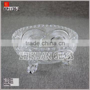 Unique design Glass Plate clear High quality glass footed bowl