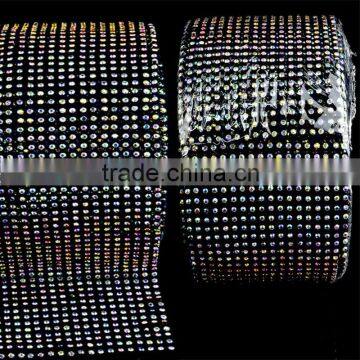 New Style Crystal Trimming, Stretch Elastic Crystal Strass Mesh Roll Trim Rolls Banding with Crystal AB Color