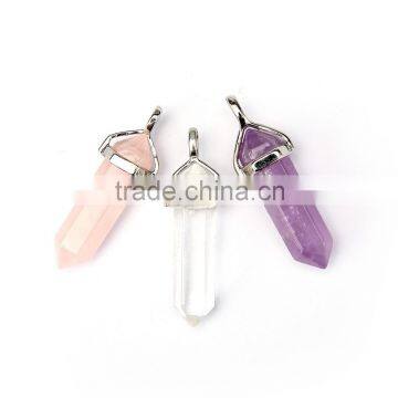 Beautiful 3 pcs Clear Quartz /Ametyst/Rose Quartz Silver Plated Healing Point Gemstone Pendant (Chain is not Included)