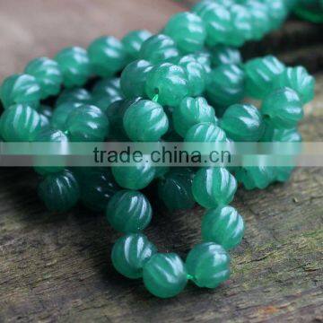 Gemstone carve line beads green aventurine beads carve line jewelry