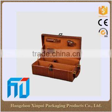 Wholesale Handmade 2 Bottles With Tools And Lock Leather Wine Gift Boxes