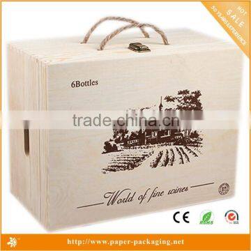 Wholesale Custom New Product Packaging 6 Bottle Wooden Wine Packaging Box With Handle photo-3