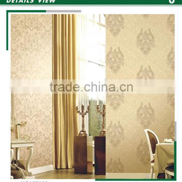 vinyl material for wall stickerr, apricot yellow retro damask wall decal for room , elegant wallcovering maker