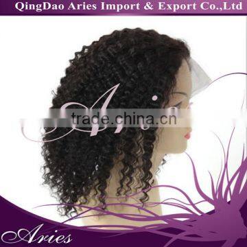 Full Lace Cap 100% Indian Remy Human Hair Wig 14" Curly