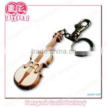 Custom Violin Shaped Instrument Wooden Violin Instrument Keychain