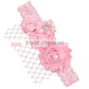 vintage rose flower chiffon shabby flower baby elastic headband