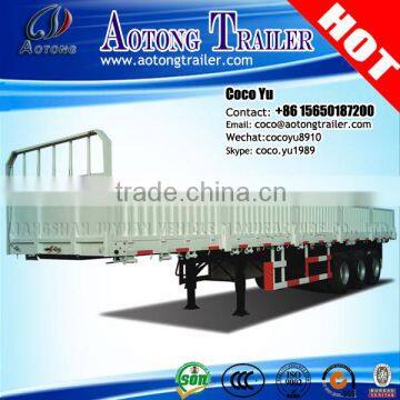 AOTONG Brand 3 axles flatbed container side panel semi trailer for sale