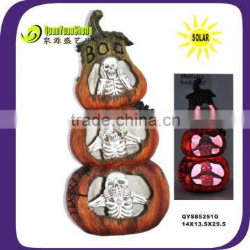 Polyresin solar halloween pumpkin lighting for decoration &gift made in china