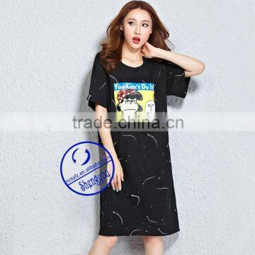 Custom Wholesale 100 Cotton Summer Casual Full Printed Lady Dress