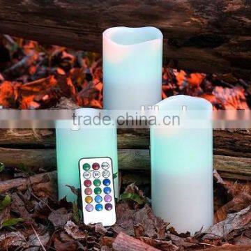 Melted Top edge candle, Flameless led candle,set 3 with remote control