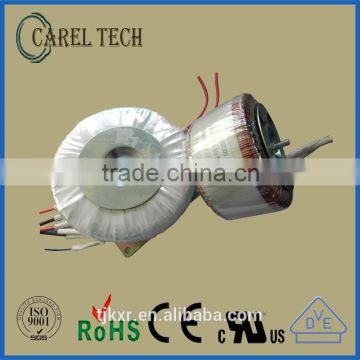 CE ROHS approoved 15VA 2*12V miniature 50/60Hz power transformer, low profile toroid, low profile ring core transformer