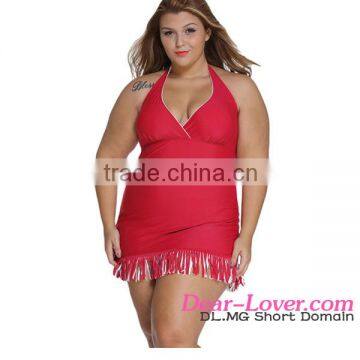 Red White Fringejapanese monokiniCurvy hot sexy photo lady swimwear