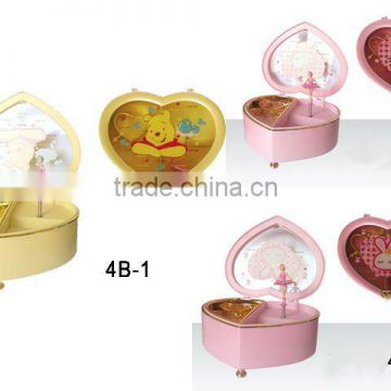 Hot Whole price pink, yellow color music box with dancing girl music