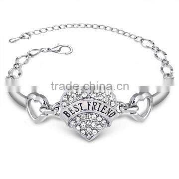 2016 Jewelry Mom Sister Daughter Bracelet BEST FRIEND Heart Shape Beads Crystal Rhinestone For Women Gifts