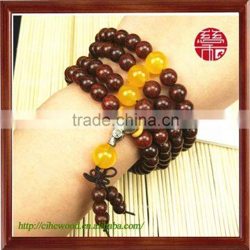 Healthy natural environmental red sandal wood rosary necklace