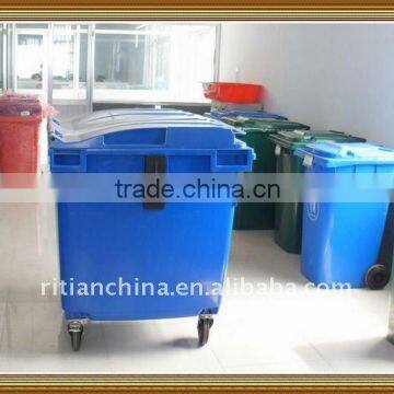 outdoor EN840 HDPE waste bin/dustbin with 4 wheels