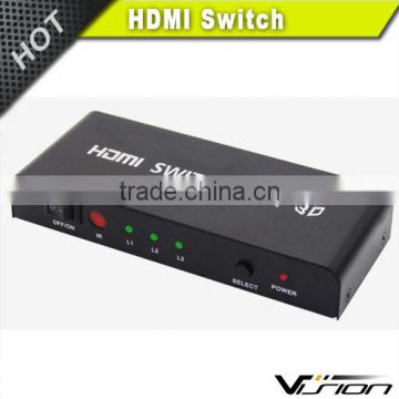 High speed 1080p 3x1 HDMI switch with IR remote controller