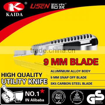 metal handle 9mm snap off blade utility cutter knife