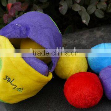 Stuffed Plush pet toys with squeaker/Resistance to bite pet ball bag toys/custom dog play ball bag set toys