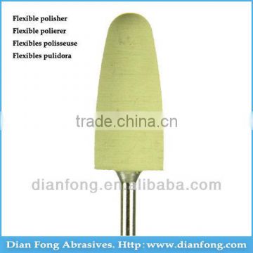 Rh103F 3/32" Reinforced HP Shank Bullet Shaped Light Yellow Silicone Rubber Polishers Diamond Polishing