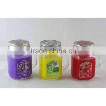 scented colored jar candle with handle, size 76*105mmH