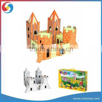 3D puzzle big castle toy paint for children nontoxic ECO paper Material include watercolor brush