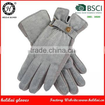 2016 Wholesale Best Price Men and Woman Suede Leather Gloves with Knitted side-wall for Winter Warm Leather Gloves