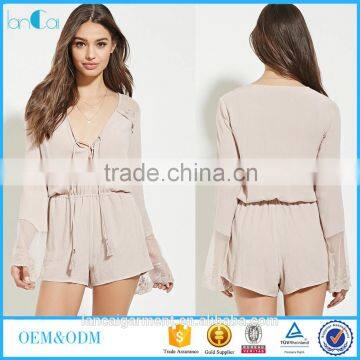 2016 Summer Ladies Lace-Up Gauze Romper For Sexy Women