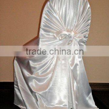 Ivory universal satin chair cover&satin self-tie chair cover