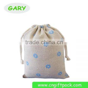 Full Printing Flower Cotton Linen Drawstring Bag