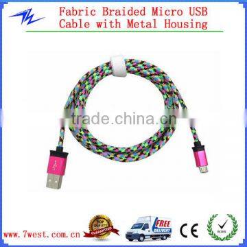 Universal Colorful Micro Braided USB Cable Sync Data Charger for Cell phone